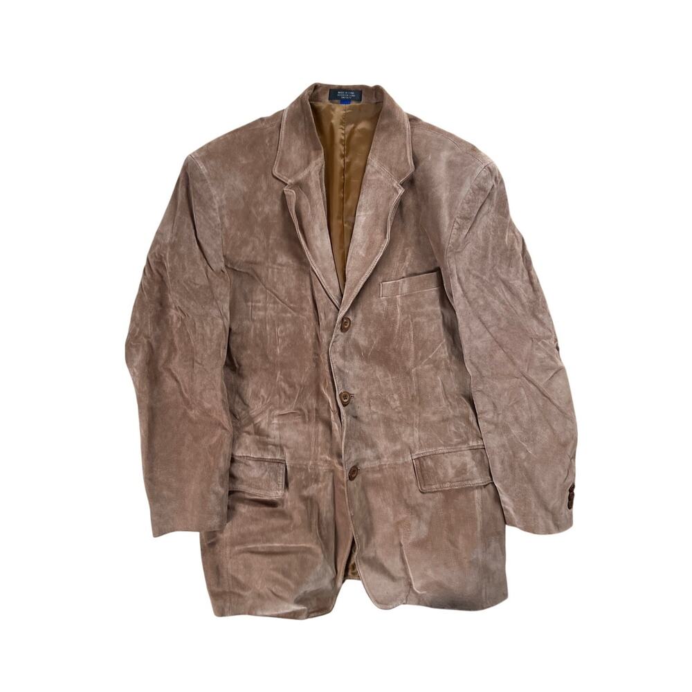 Vintage Stafford Suede Leather Blazer Mens Medium Tan Brown Sport Coat